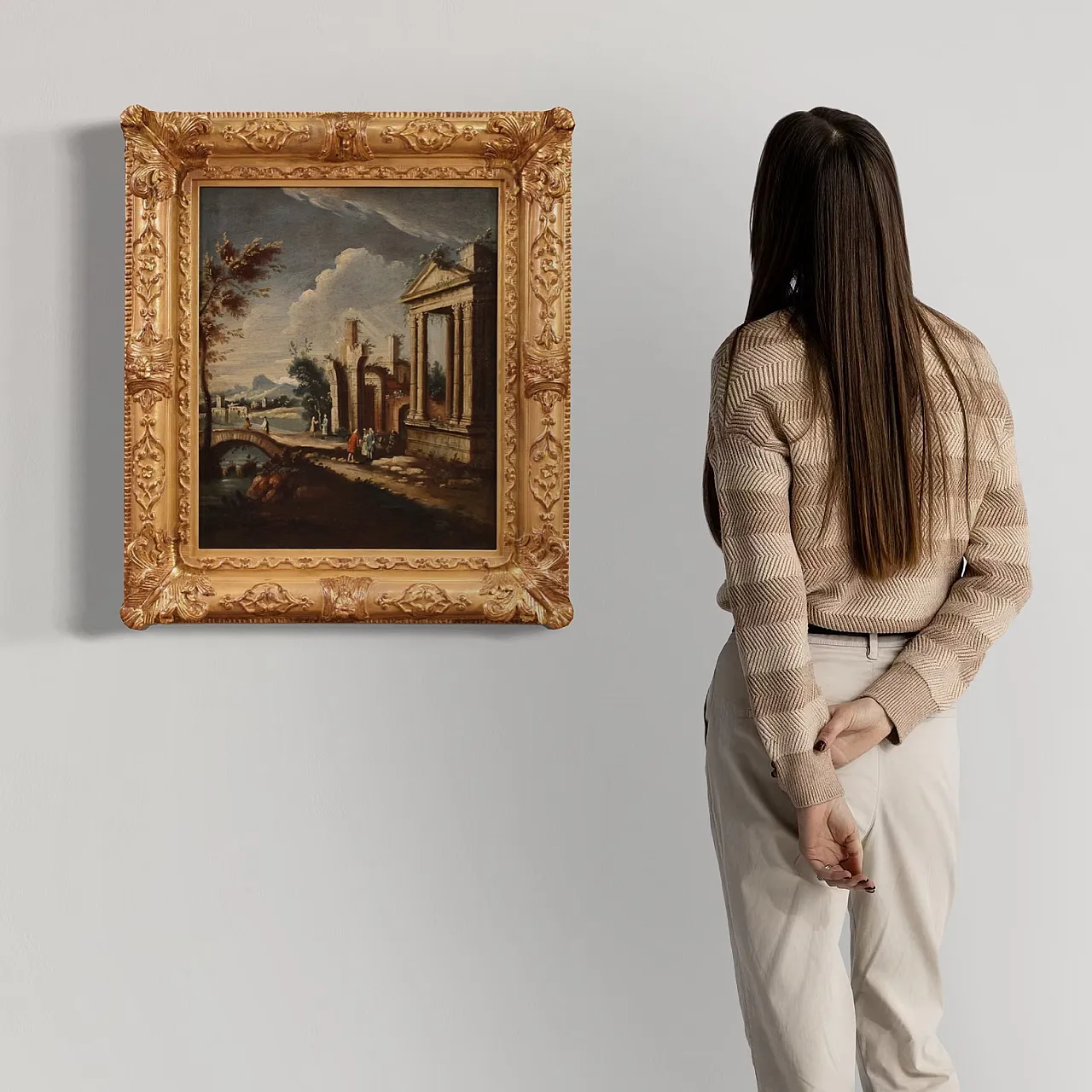 Capriccio architettonico, dipinto di scuola veneziana, '700 2