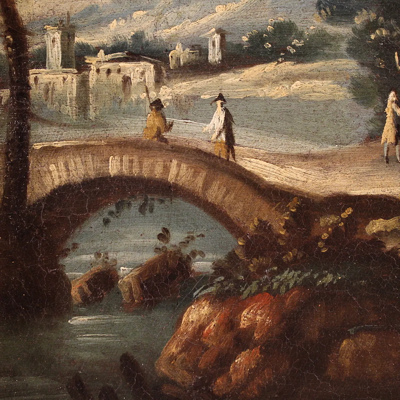 Capriccio architettonico, dipinto di scuola veneziana, '700 8