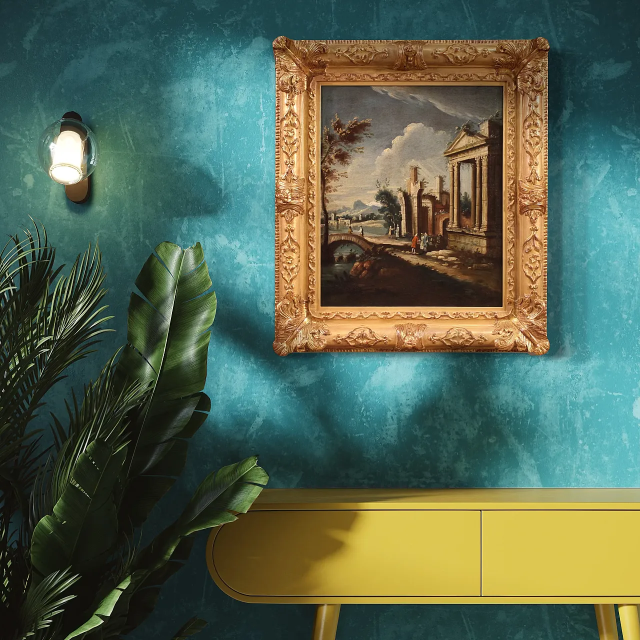 Capriccio architettonico, dipinto di scuola veneziana, '700 13