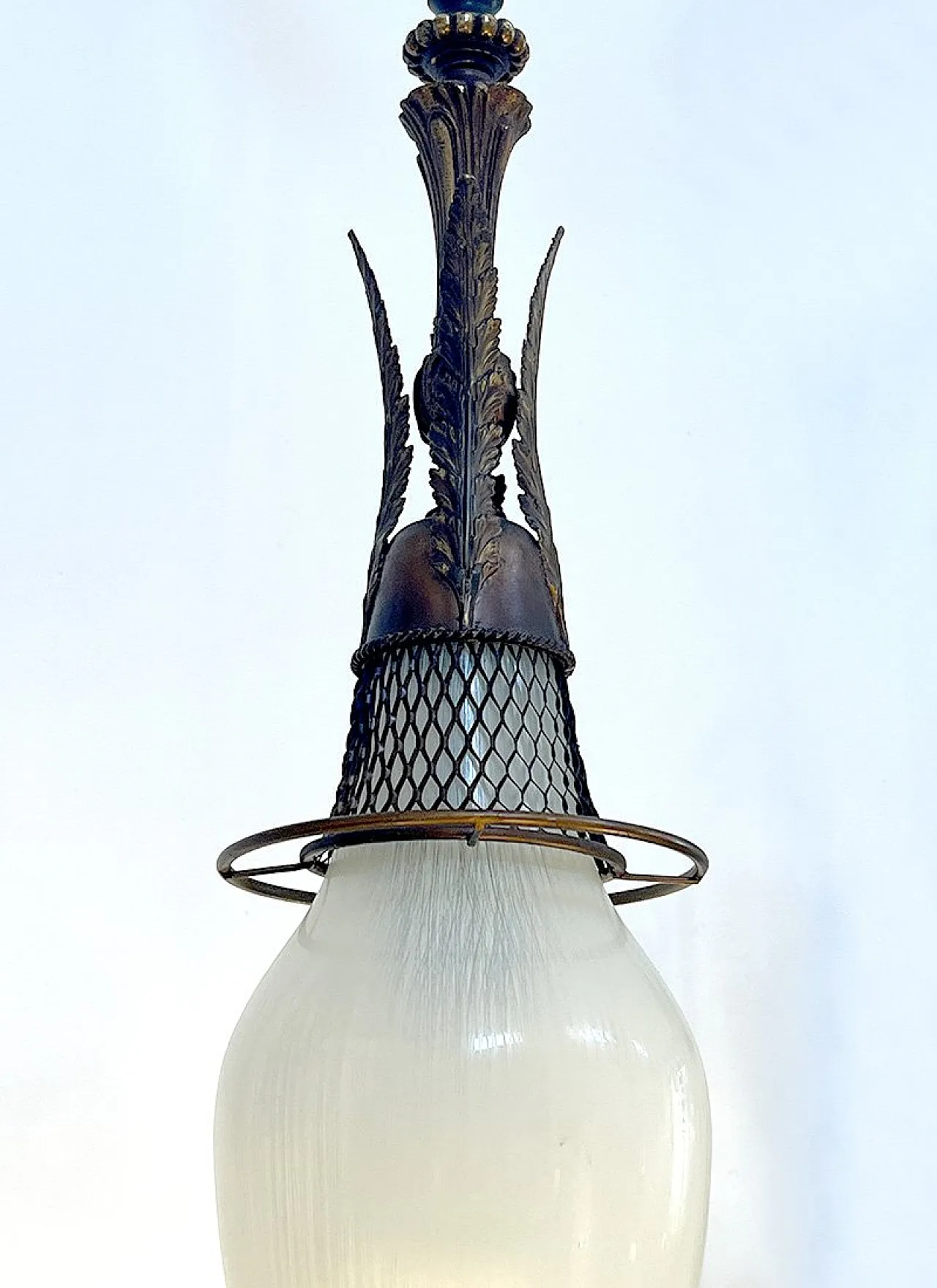 Pendant in Bronze, Brass and Glass, Holland, Early 1900s 2