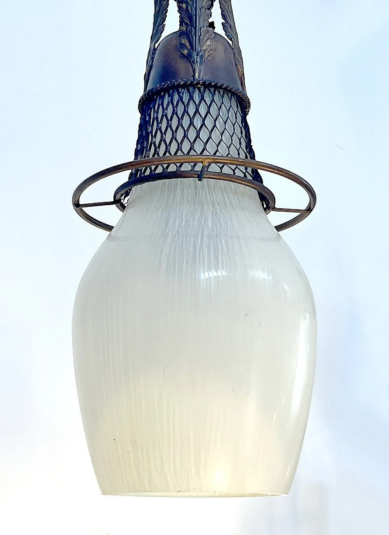 Pendant in Bronze, Brass and Glass, Holland, Early 1900s 3