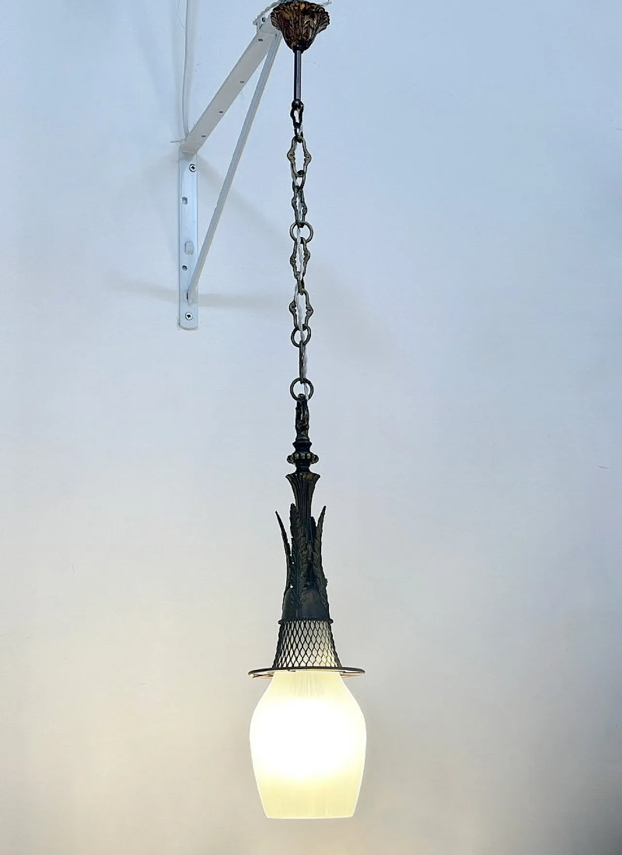 Pendant in Bronze, Brass and Glass, Holland, Early 1900s 5