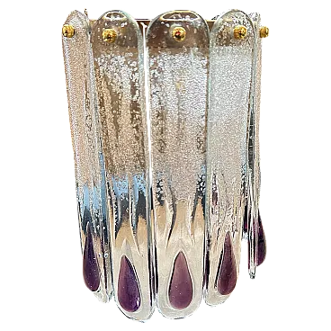 Clear and purple Murano glass wall sconce, 1970s