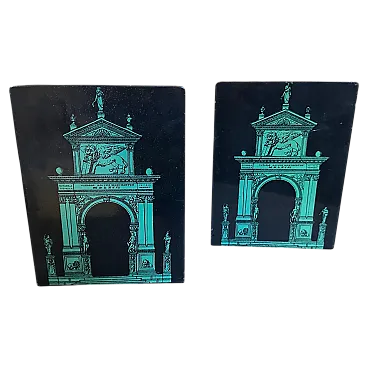 Pair of bookends Porta di Venezia by Piero Fornasetti, 1960s