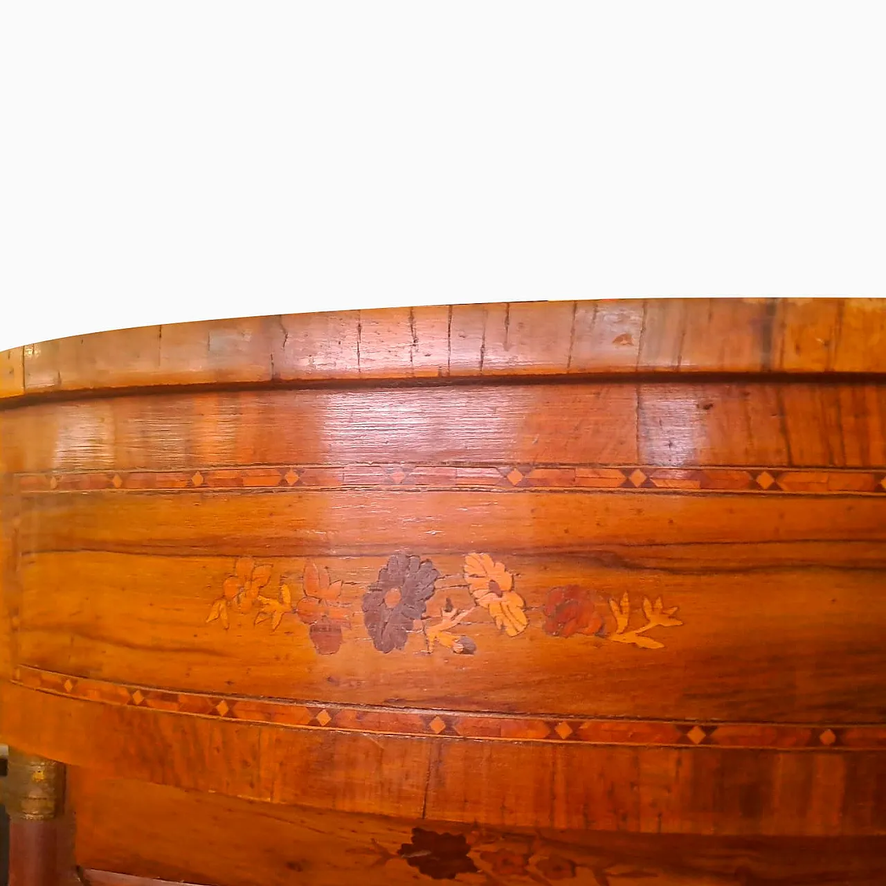 Vetrina Luigi Filippo in noce con vetri decorati, '800 18