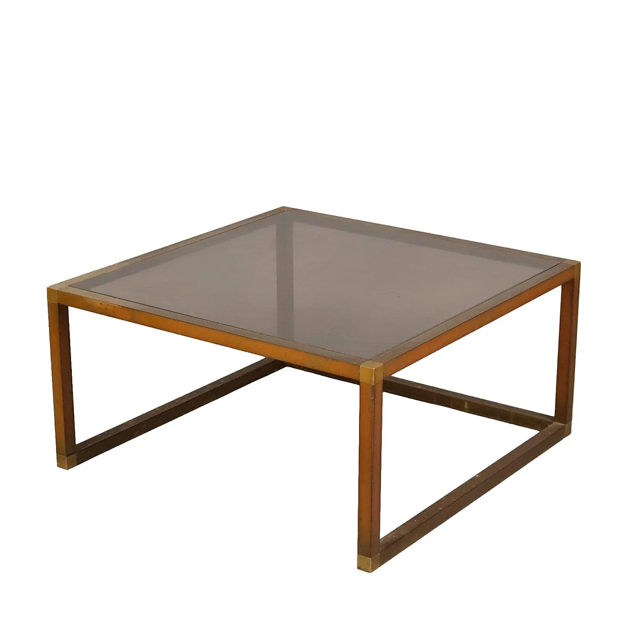 Tavolino in ottone e vetro, fine '900 1