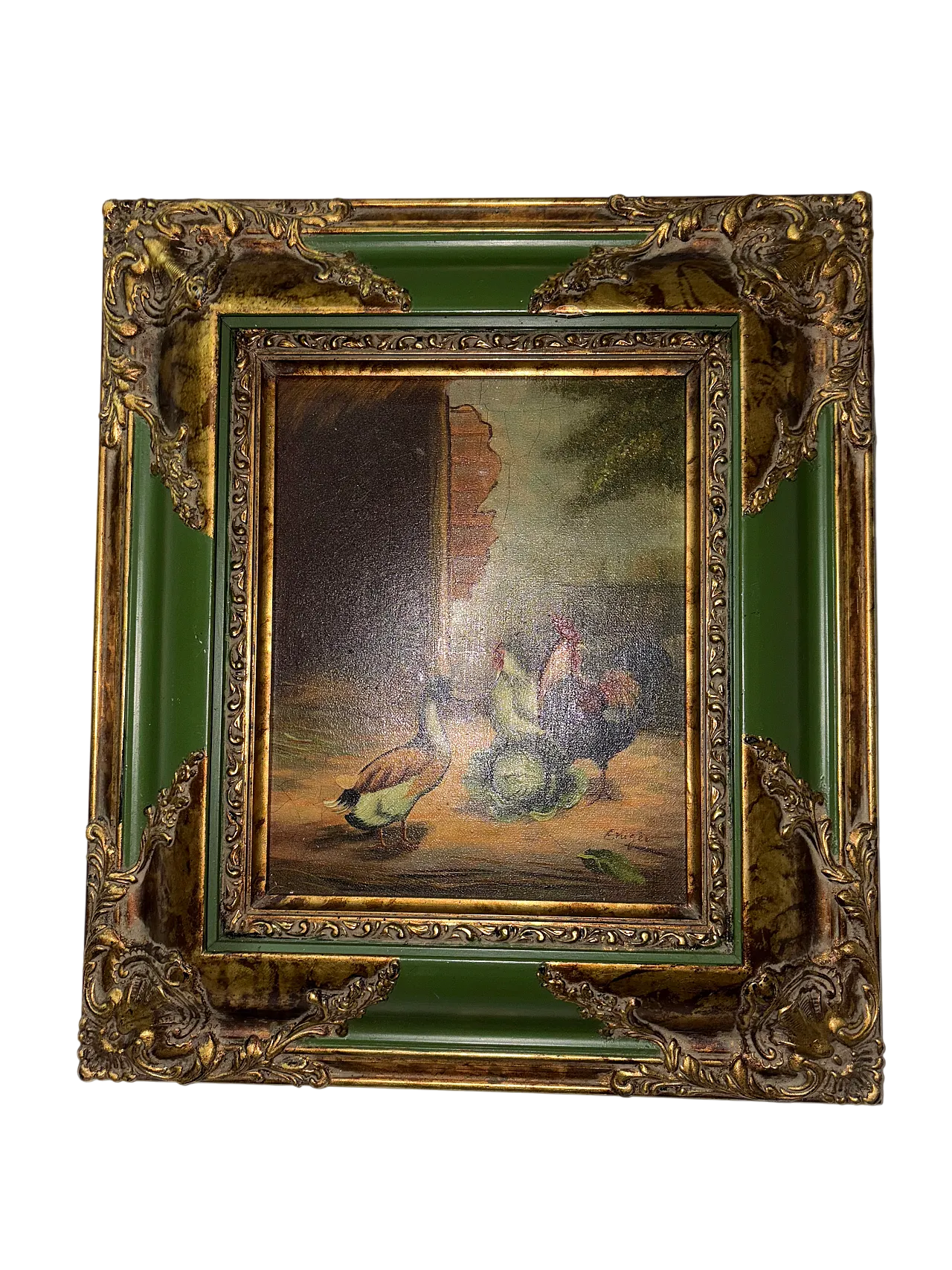 Dipinto di animali verde antico, primo '900 11