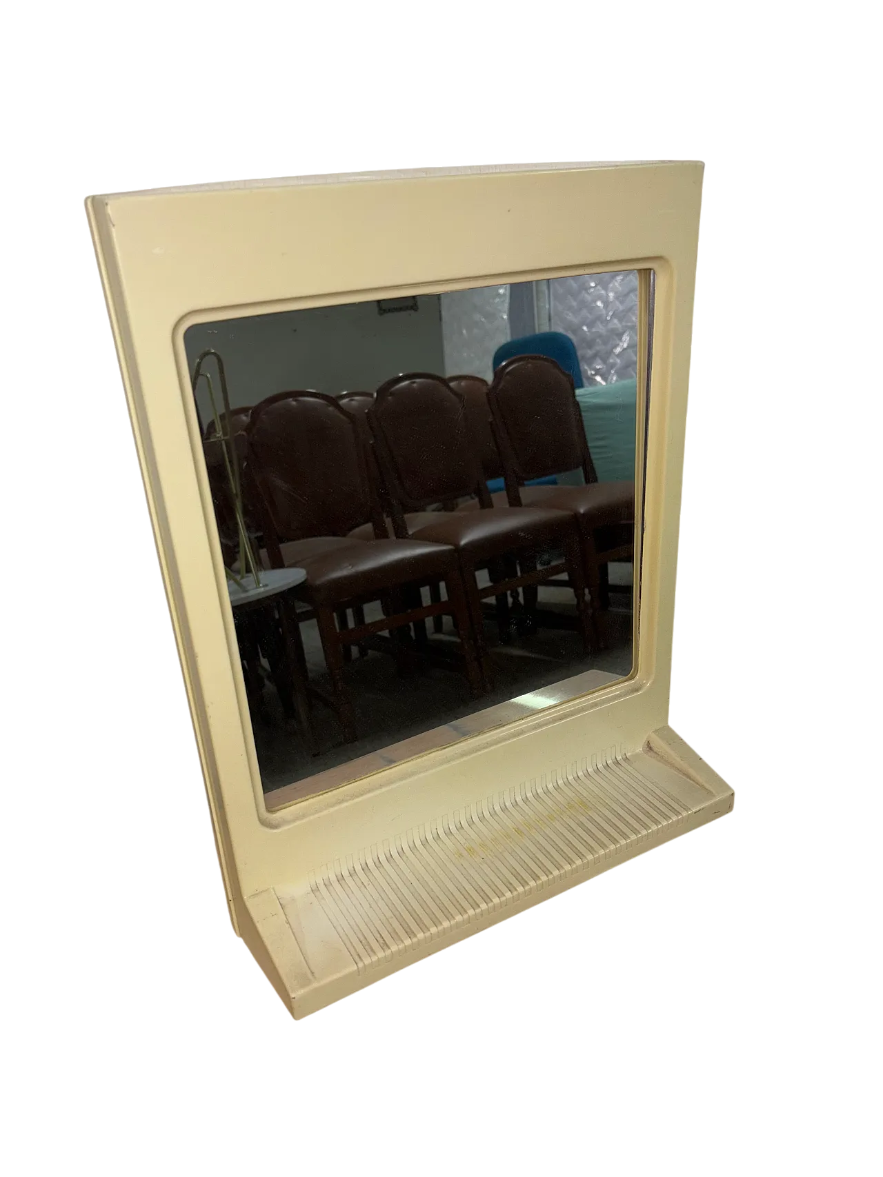 Specchio bianco in plastica, anni '70 6