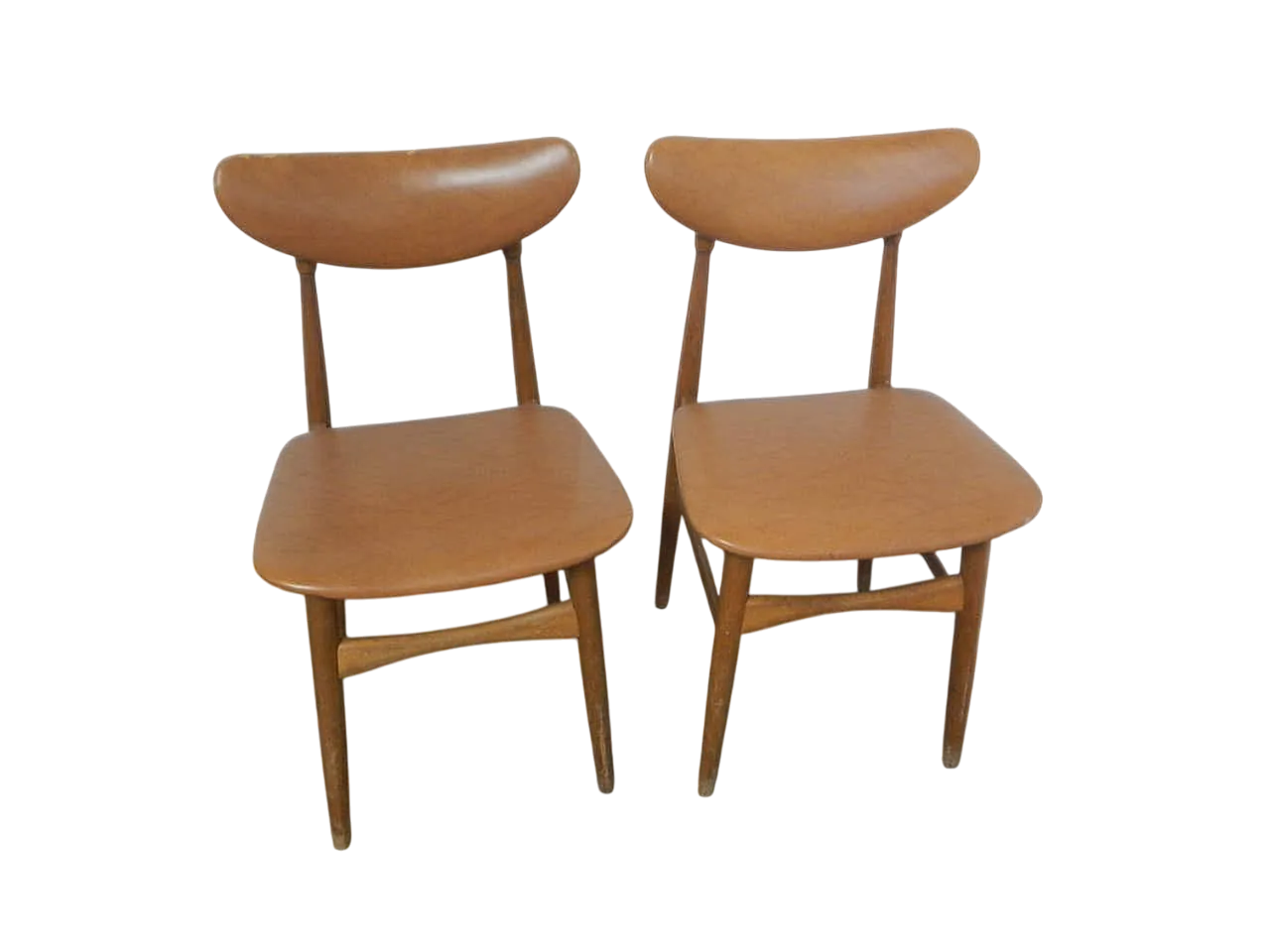 Pair in beech chairs and imitation leather1950 10