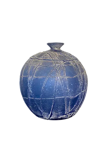 Blue glass vase series Scavi by Seguso, 70s