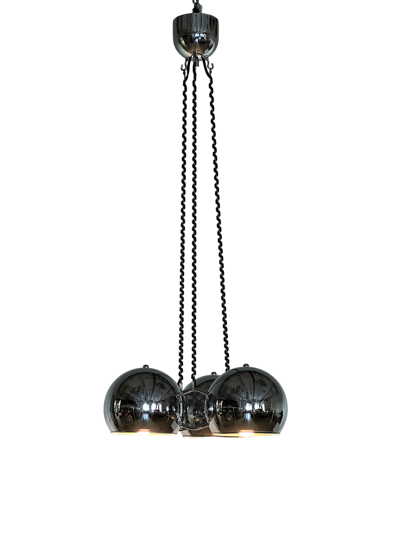 Lampadario space age in acciaio di Goffredo Reggiani anni 70 12