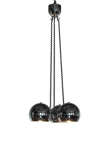 Lampadario space age in acciaio di Goffredo Reggiani anni 70