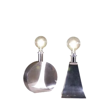 Coppai di lampade da tavolo in acciaio, 1970