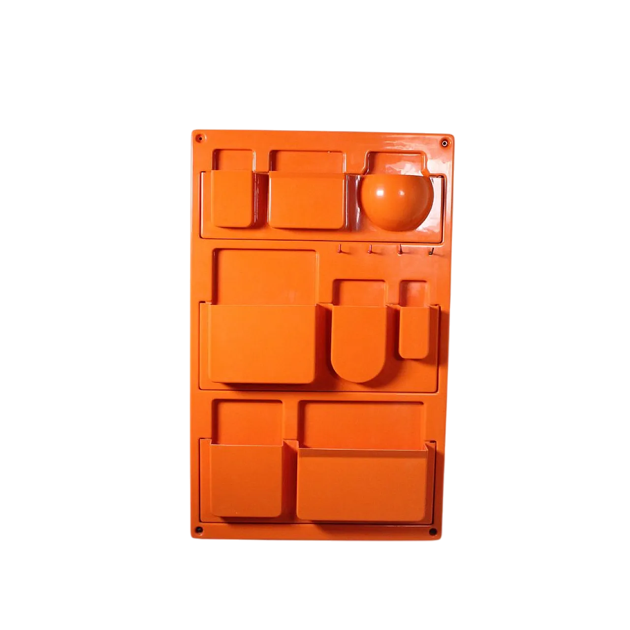 Organizer da parete in plastica arancione, anni '70 13