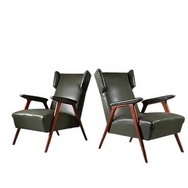 Pair of green Bergeres, 1950s