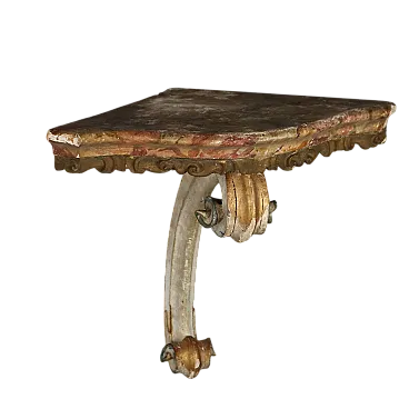 Consolle in legno intagliato e laccato finto marmo, '700
