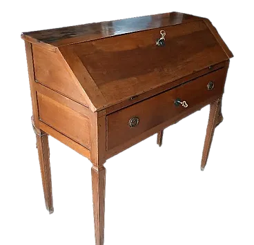 Folding desk in solid Louis XVI walnut, late 18th century