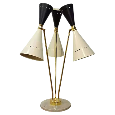 Lampada da tavolo in ottone e marmo in stile Stilnovo, anni 2000