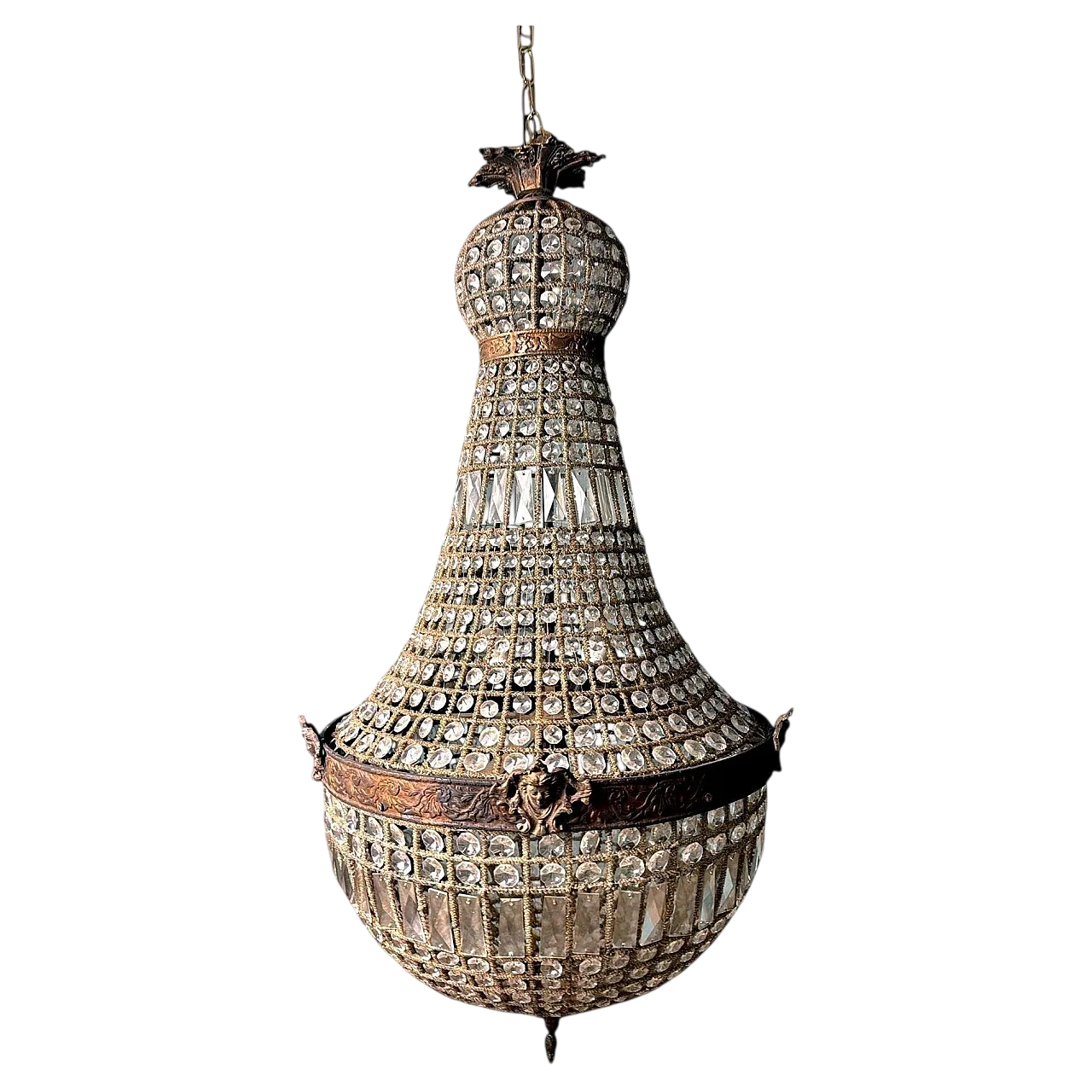 Louis XVI style crystal and brass balloon lamp, 1990s 21