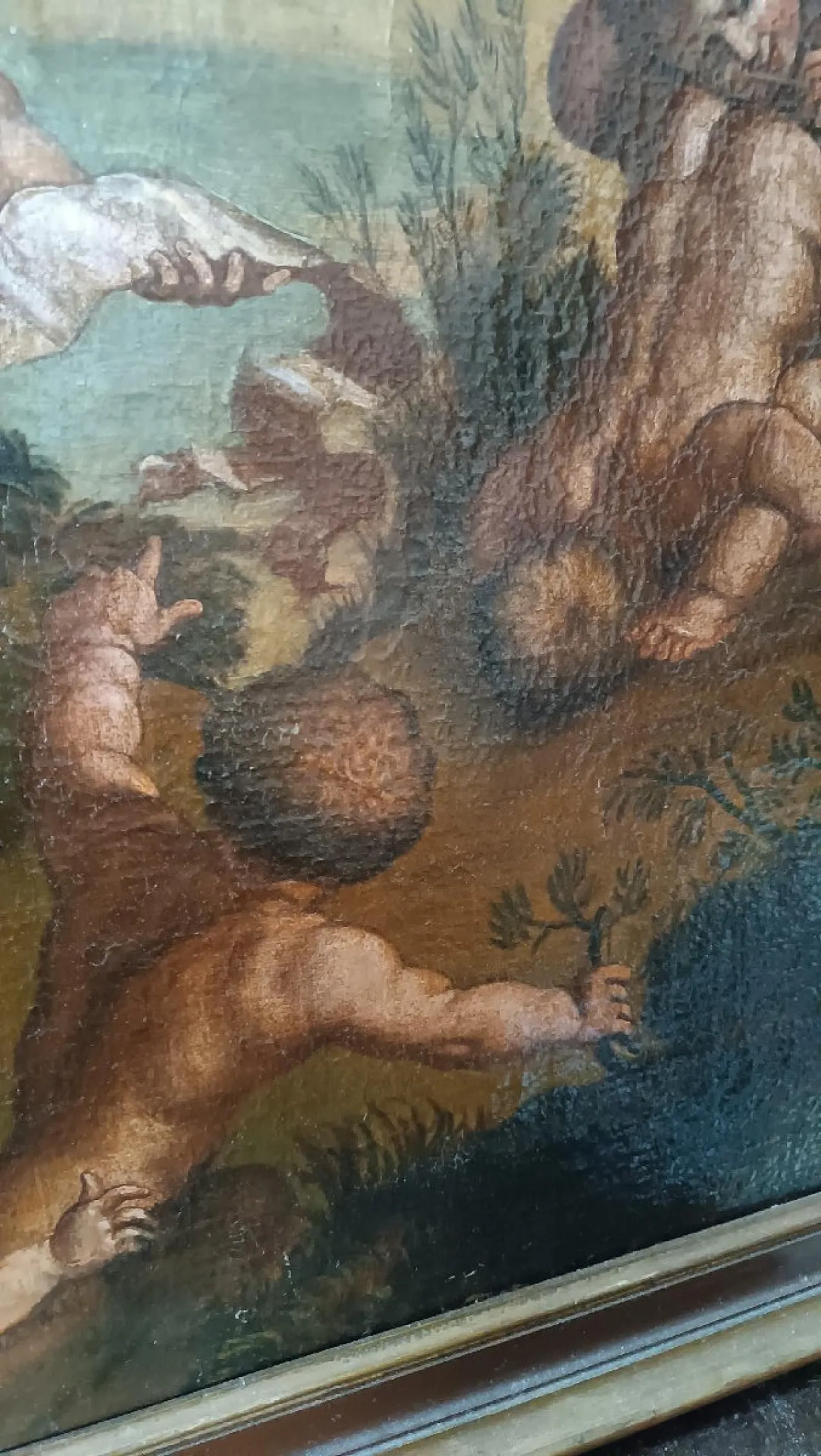 Dipinto antico a olio su tela, putti, scuola italiana, '700 8