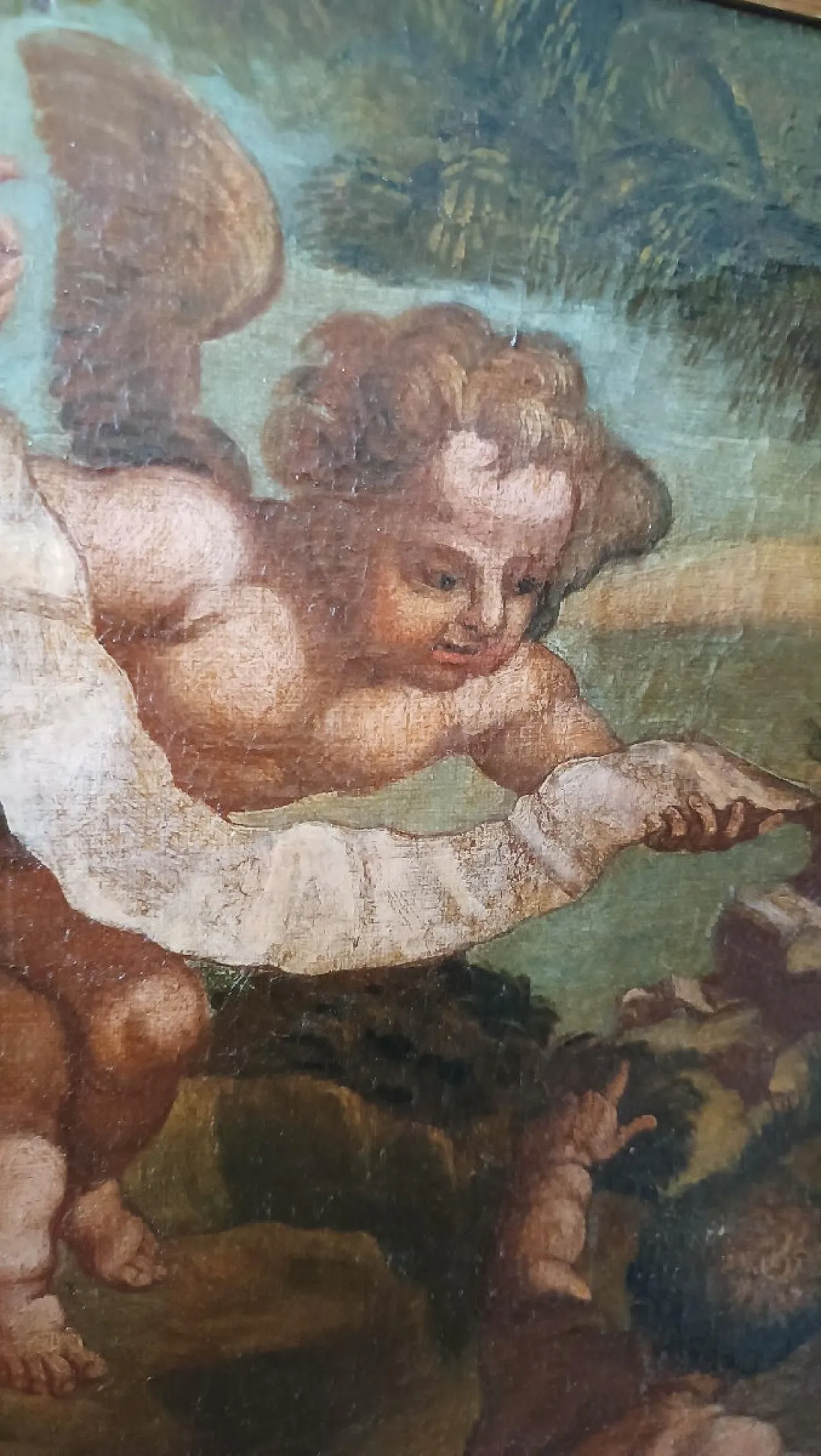Dipinto antico a olio su tela, putti, scuola italiana, '700 9