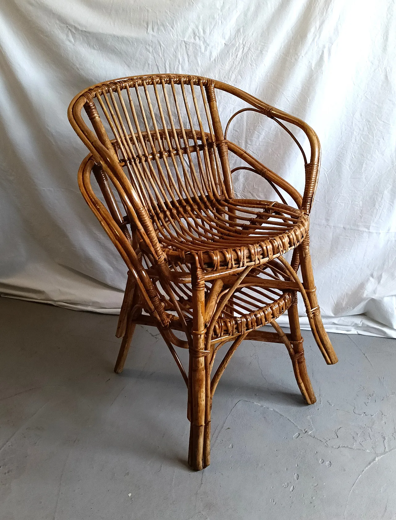 Pair of bamboo armchairs, 70s 6