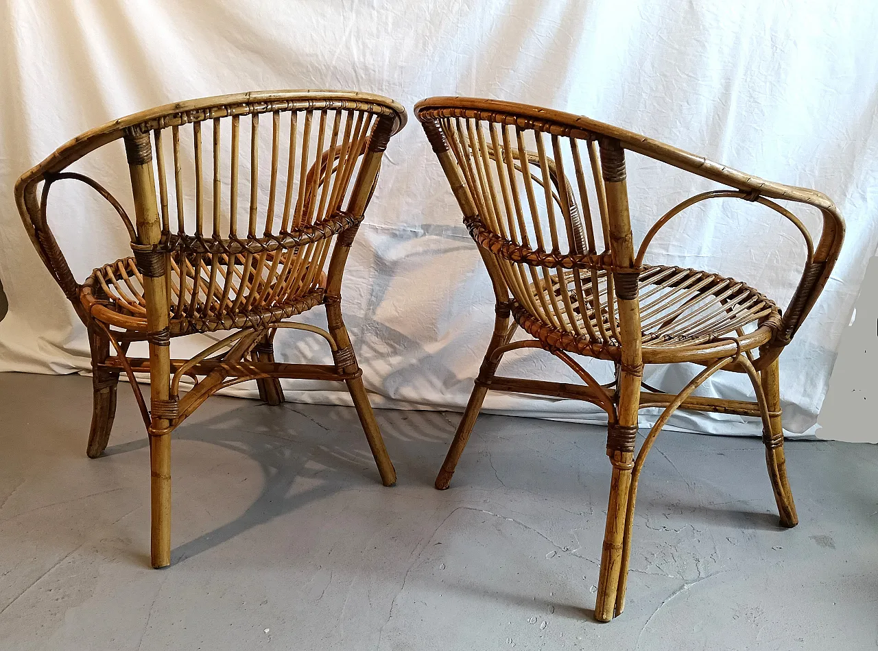 Pair of bamboo armchairs, 70s 10