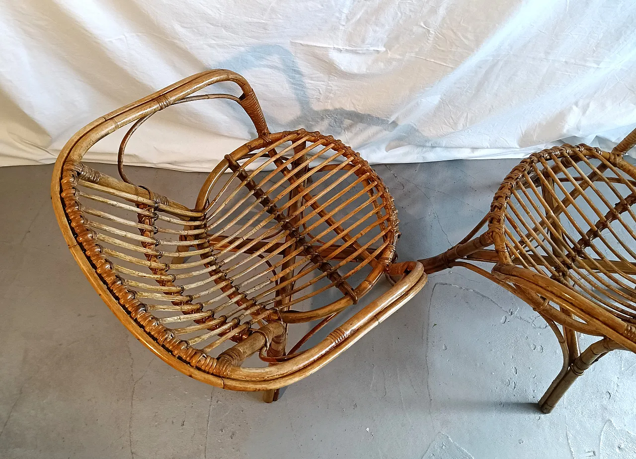 Pair of bamboo armchairs, 70s 12