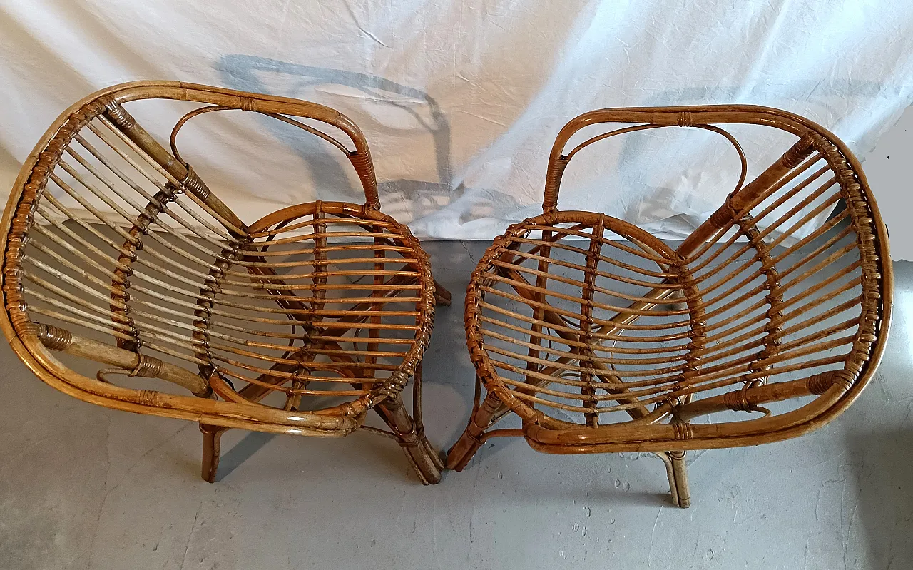 Pair of bamboo armchairs, 70s 13