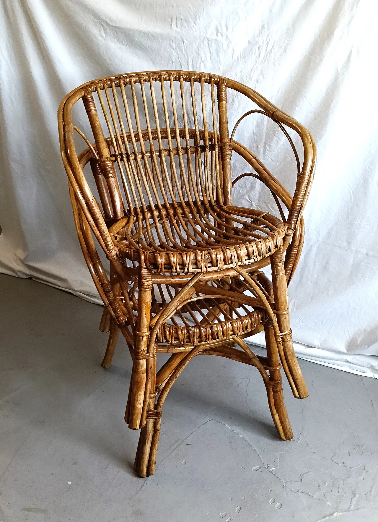 Pair of bamboo armchairs, 70s 15