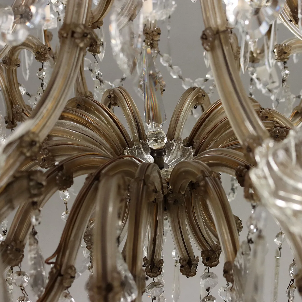 Lampadario 24 luci in vetro in stile Maria Teresa, '900 7