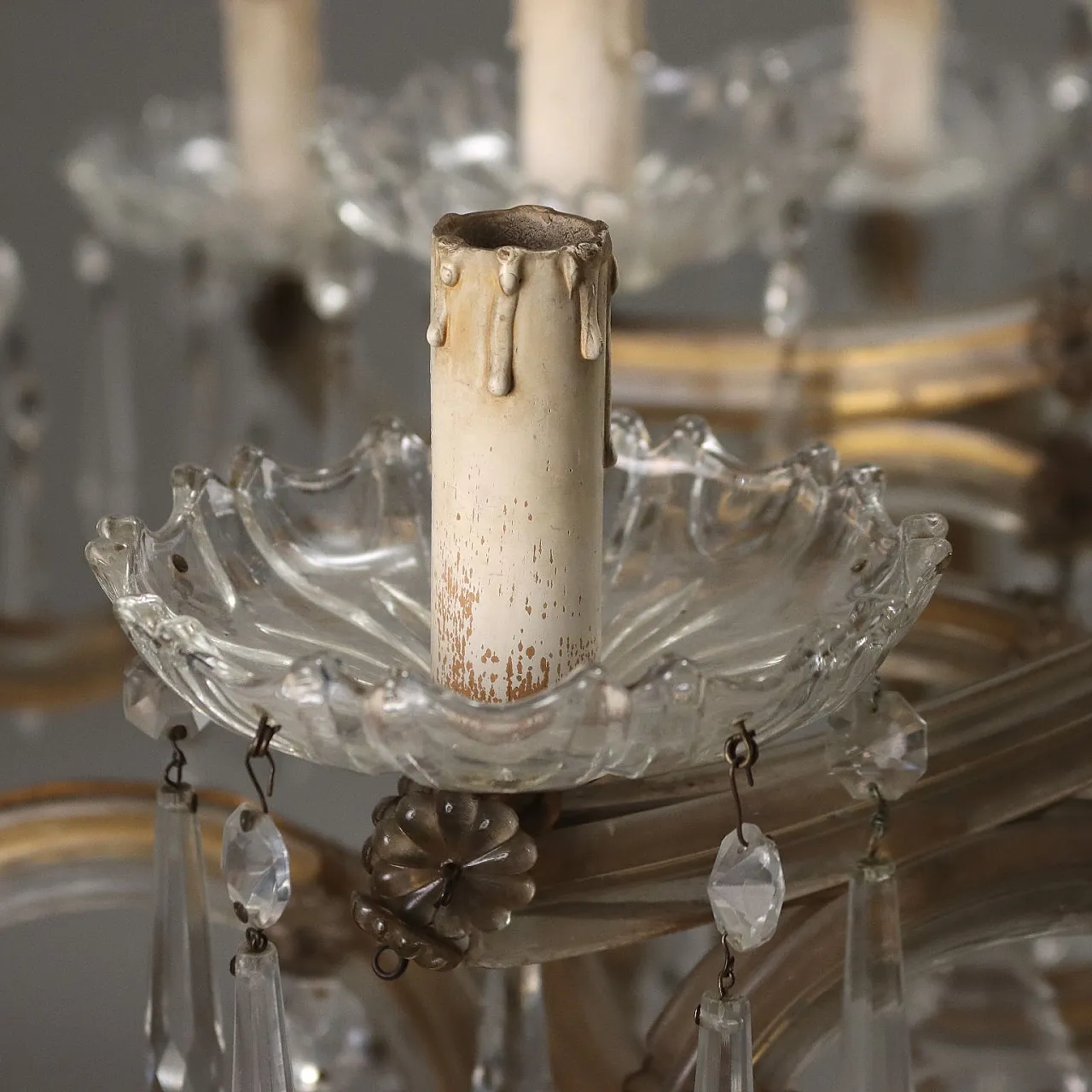 Lampadario 24 luci in vetro in stile Maria Teresa, '900 9