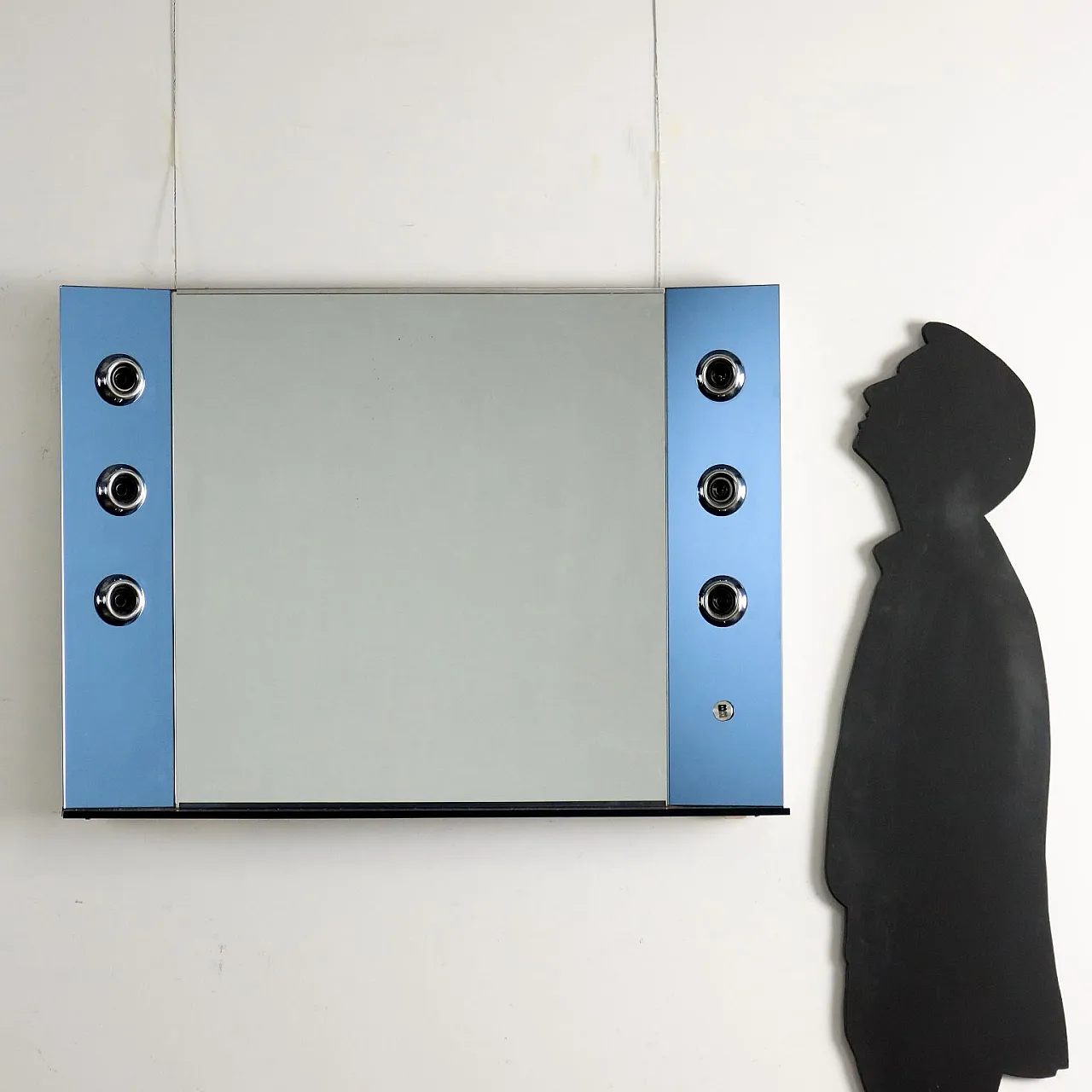 Specchio in vetro con luci, anni '60 2