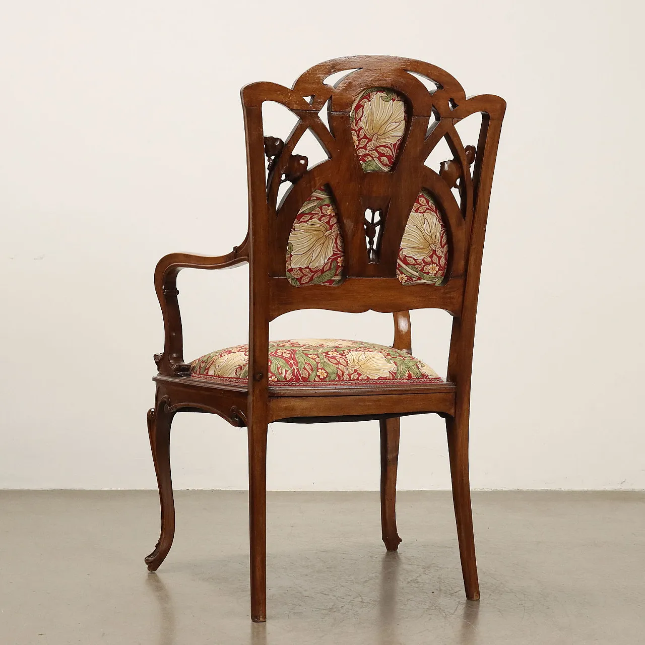 Coppia di Poltroncine Liberty imbottite e scolpite, primi '900 10