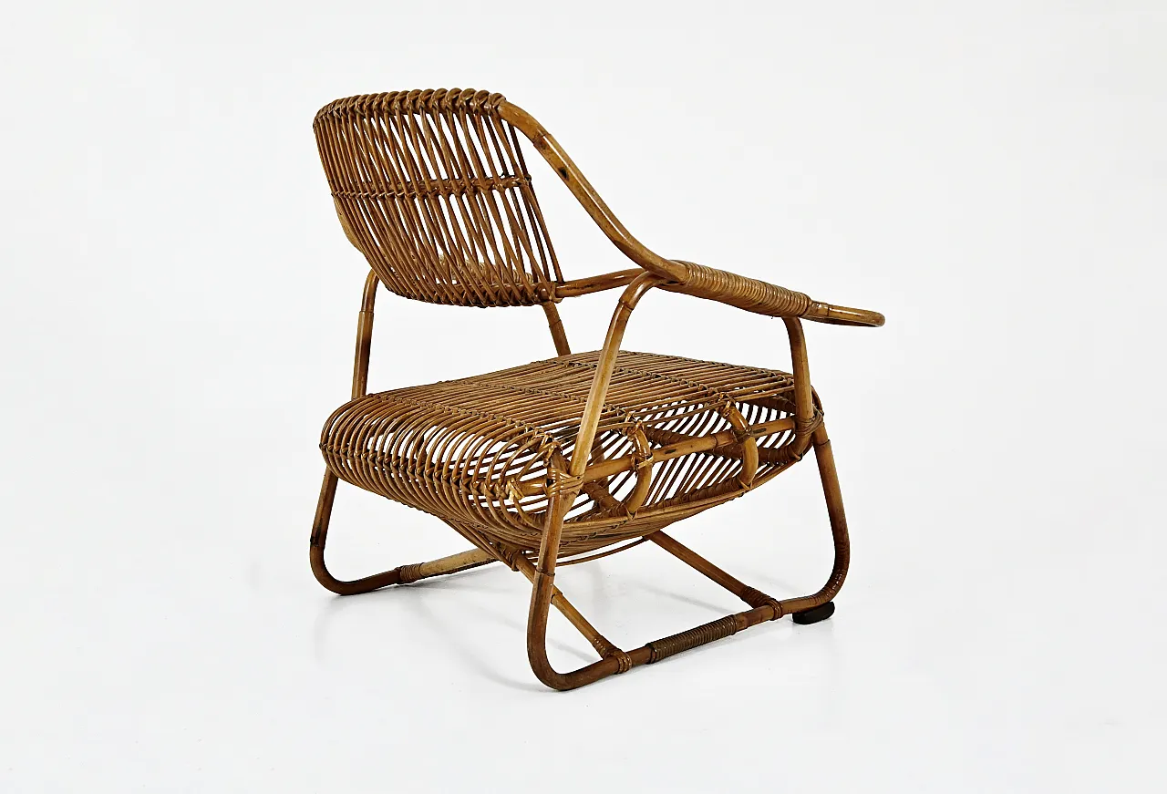Le poltrone di rattan italiana, anni '60, set di 2 8