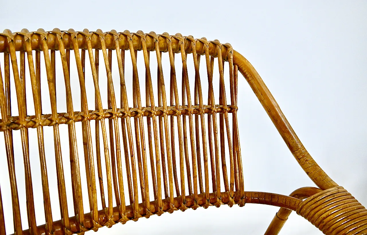 Le poltrone di rattan italiana, anni '60, set di 2 9