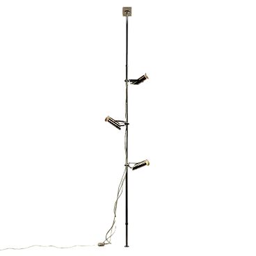 Lampada da terra in metallo cromato e alluminio, anni '70