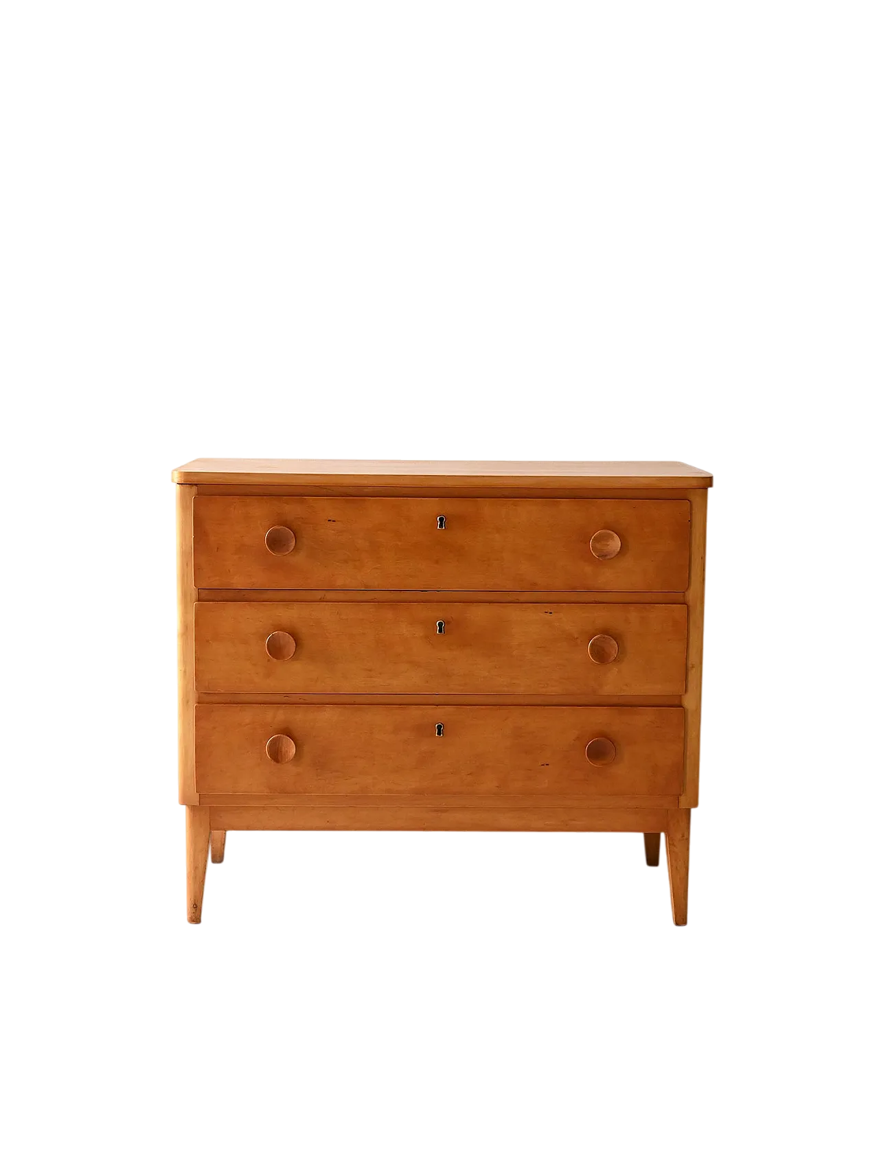 Cassettiera scandinava vintage in rovere anni ’50 11