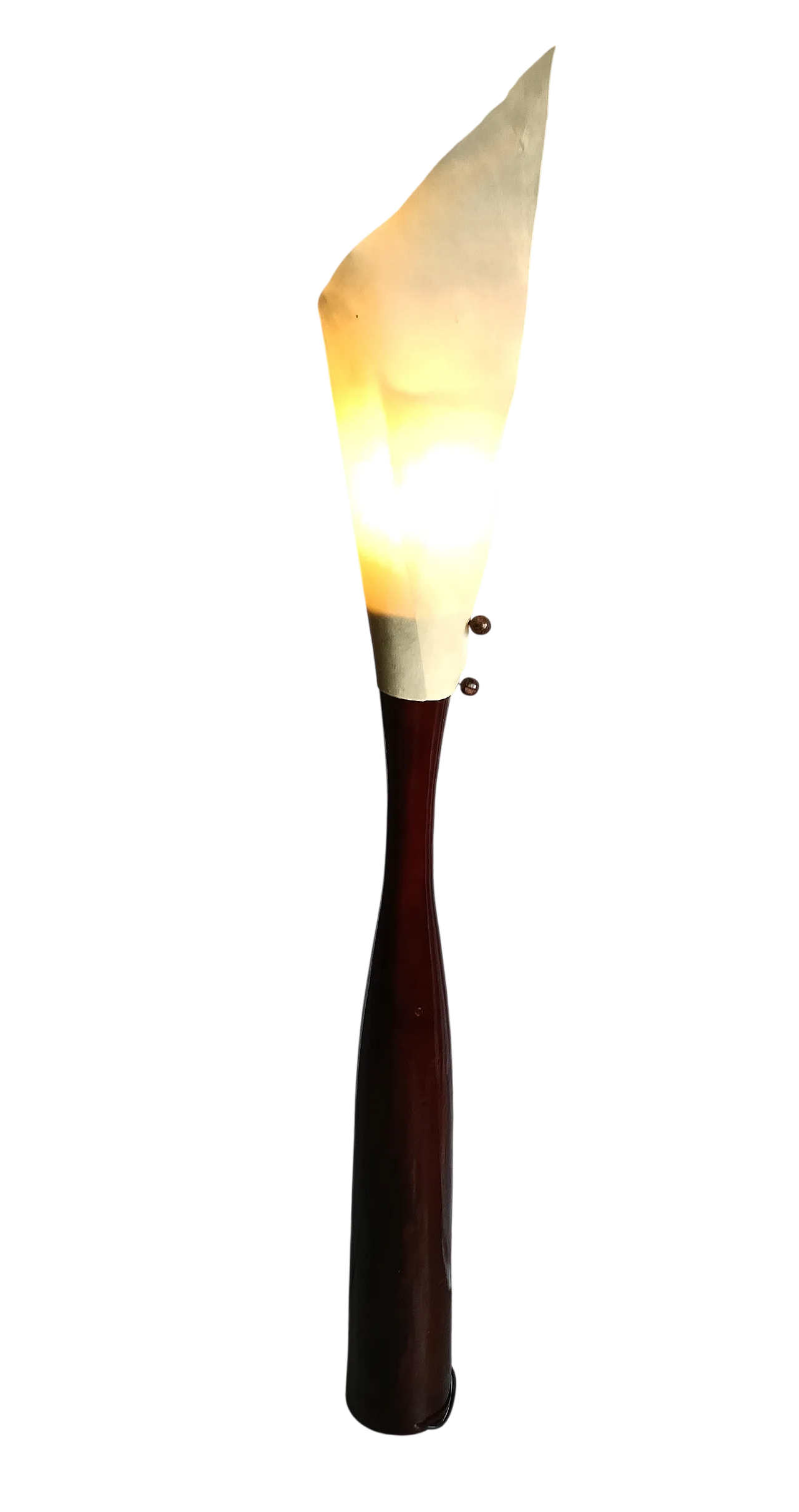 Piantana in legno tinto con paralume in pergamena, anni '70 20