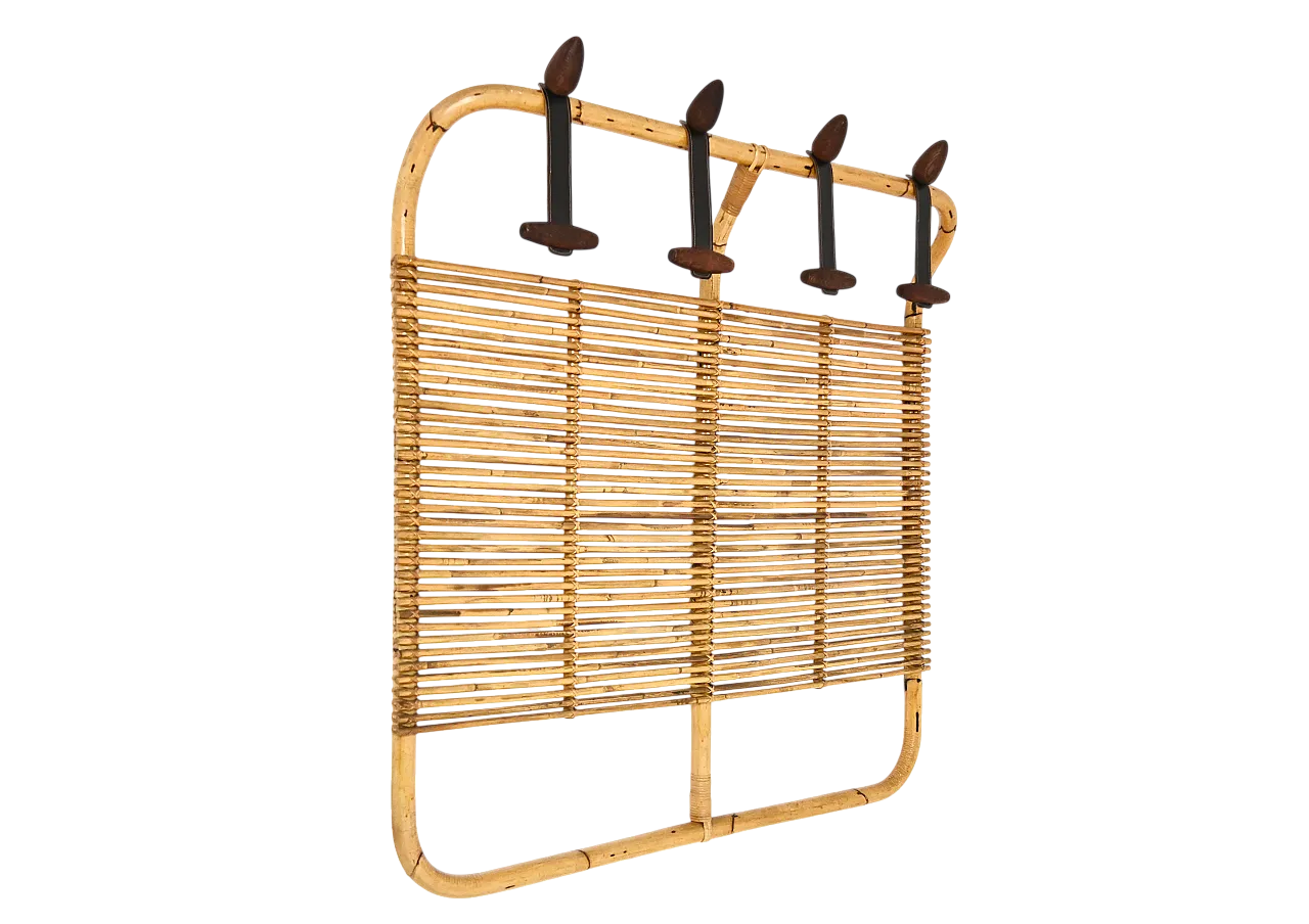 Rastrello per cappotto rattan italiano, anni '60 7