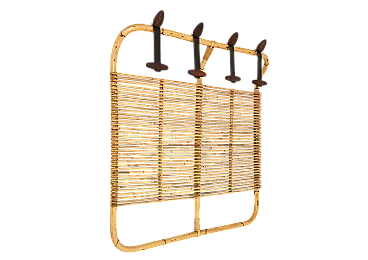 Rastrello per cappotto rattan italiano, anni '60