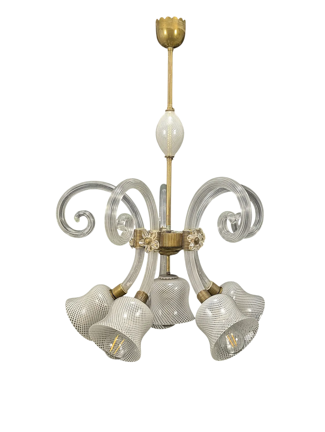 Lampadario da soffitto Barovier e Toso in vetro di Murano, anni '40 19