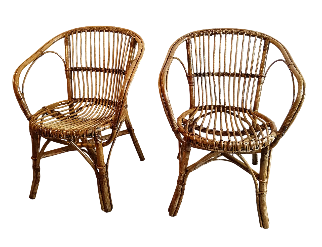 Pair of bamboo armchairs, 70s 17