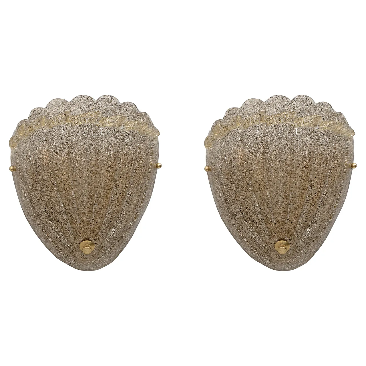 Coppia di lampade a conchiglia in vetro di Murano, anni '90 1