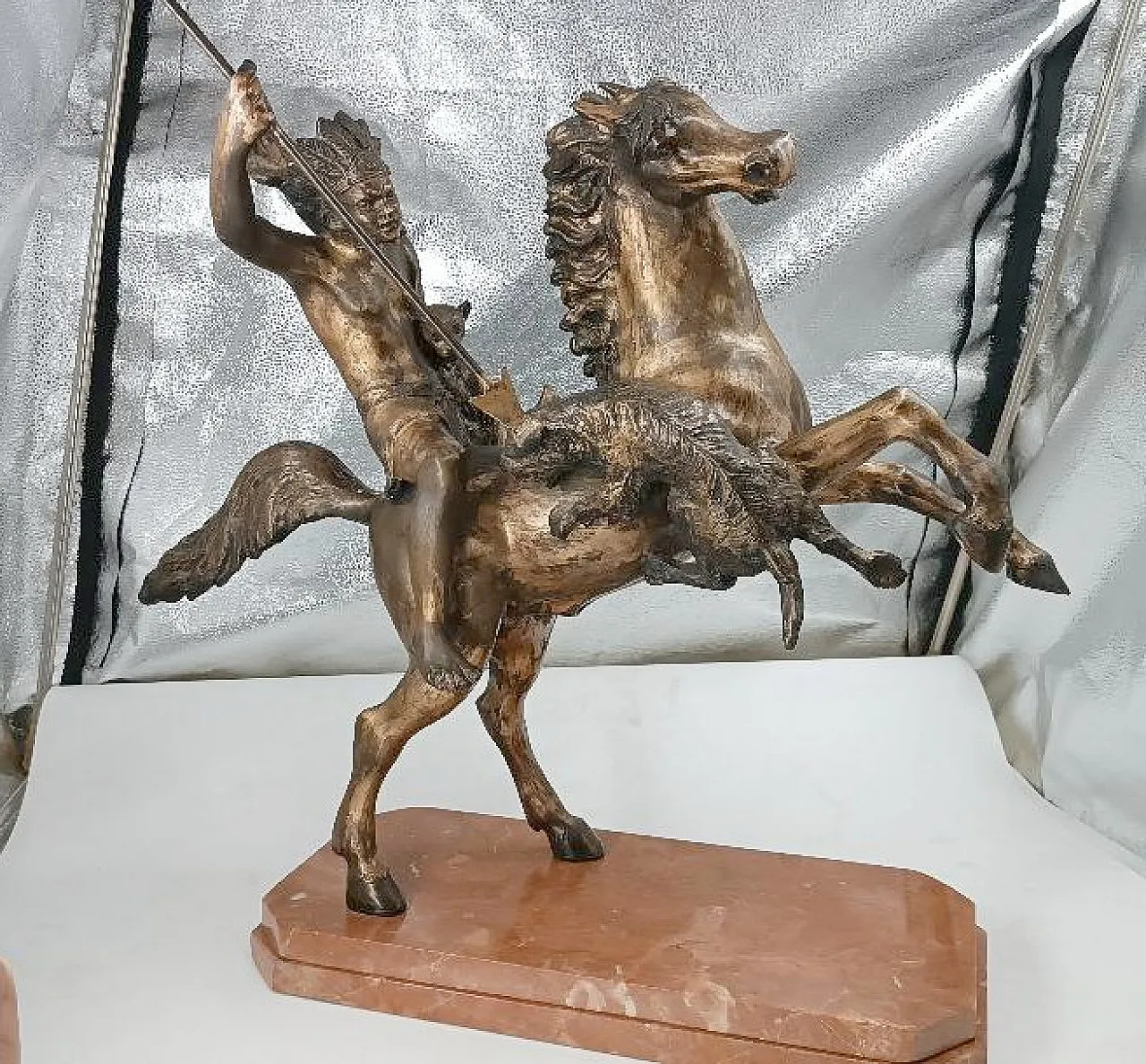 Indiano a cavallo, scultura in bronzo di Tommaso Campajo, '900 1