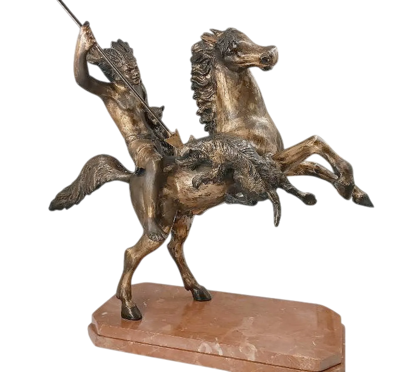 Indiano a cavallo, scultura in bronzo di Tommaso Campajo, '900 12