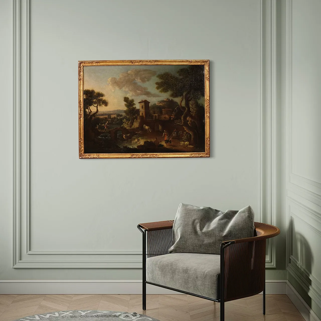 Country landscape with fig, oil on canvas, 17th century 6