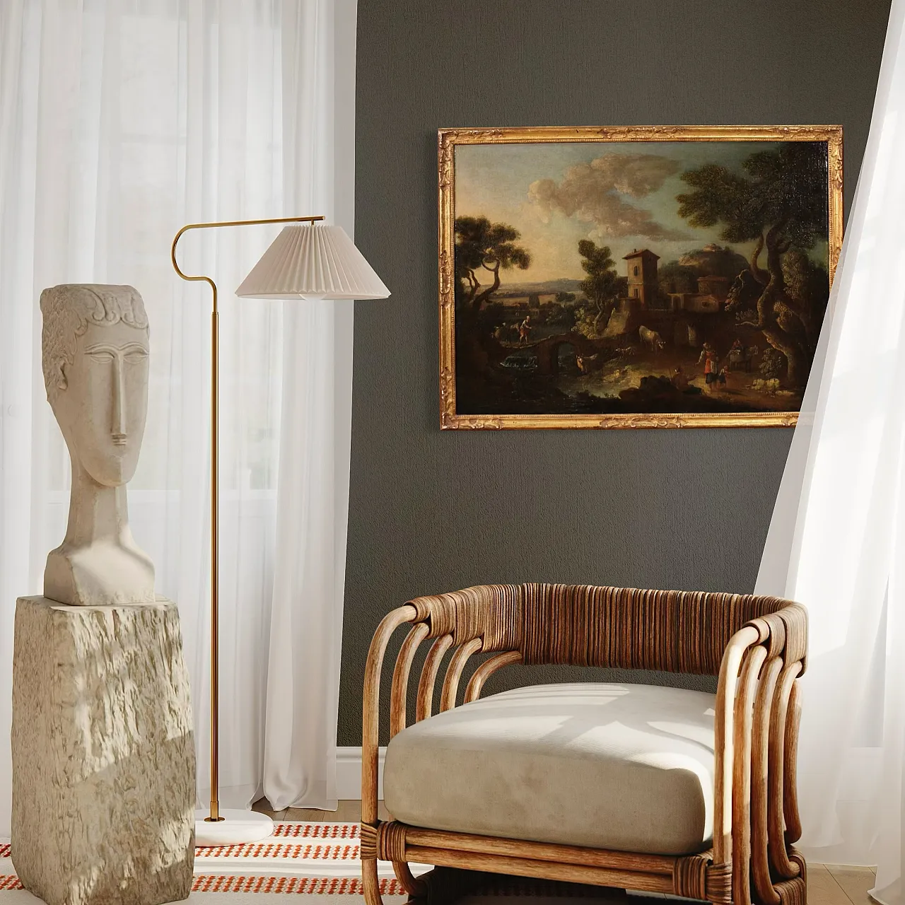 Country landscape with fig, oil on canvas, 17th century 14