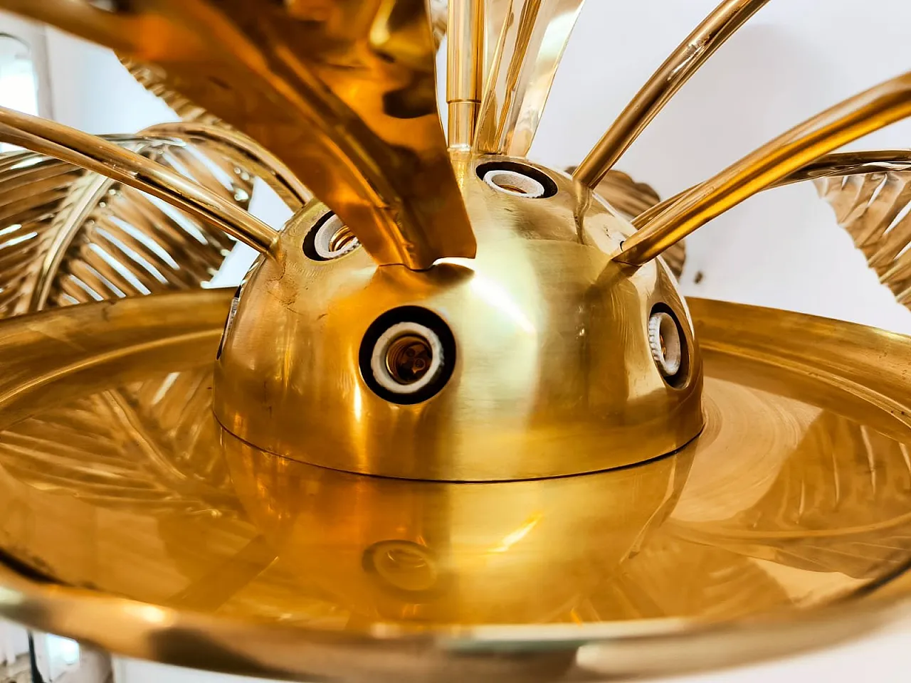 Lampada a sospensione a forma di palma in ottone, anni '60 2