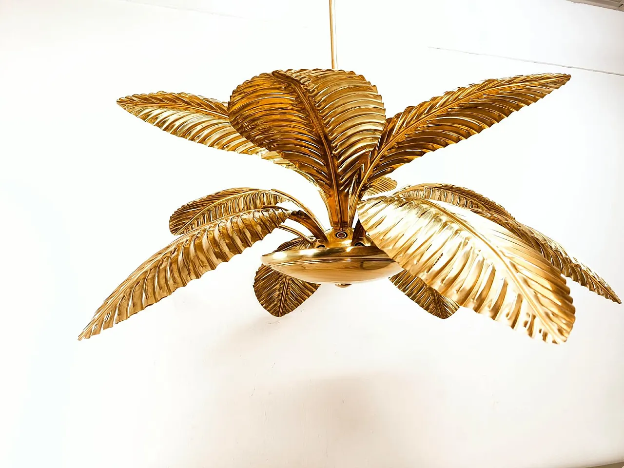 Lampada a sospensione a forma di palma in ottone, anni '60 25